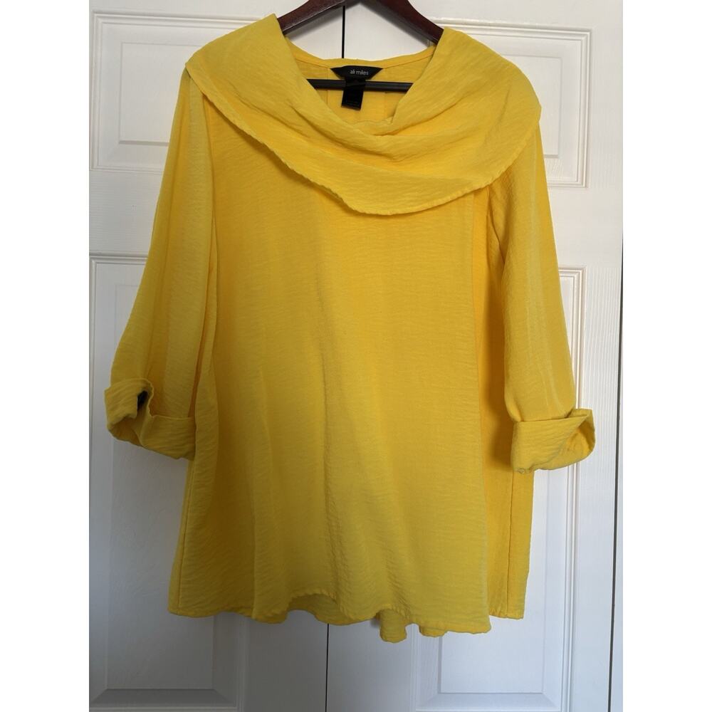 Women’s Ali Miles Yellow Tunic Top Size Medium
